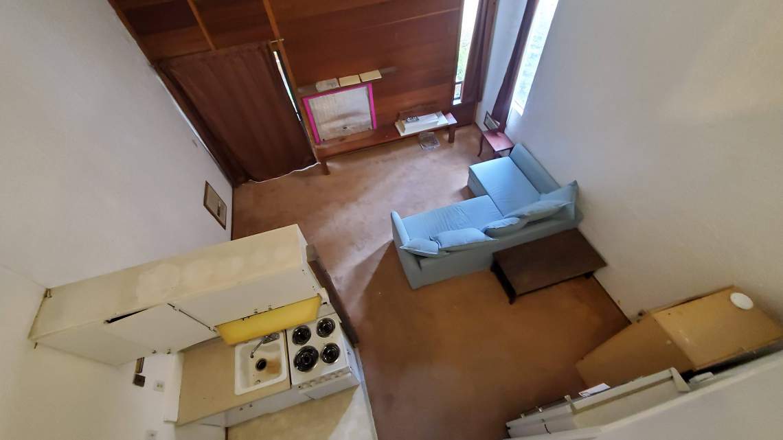 Birdseye View of Living Area from Bedroom